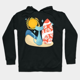 Funny Atomic Surf Cat Mid Century Modern Vibe and Surfboard Hoodie